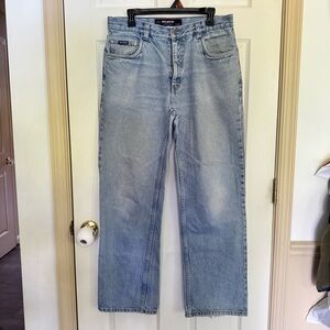 Bronco Men’s Size 34x32 Distressed Blue Jeans Light wash 100% Cotton